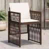 Chaises de jardin avec coussins lot de 4 marron résine tressée 557263557263