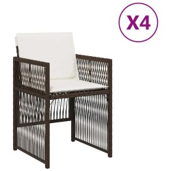 Chaises de jardin avec coussins lot de 4 marron résine tressée 557263557263