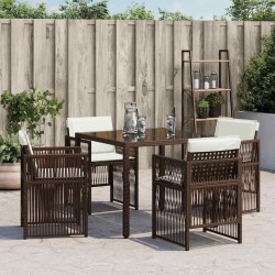 Chaises de jardin avec coussins lot de 4 marron résine tressée 557263557263