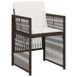 Chaises de jardin avec coussins lot de 4 marron résine tressée 557263557263