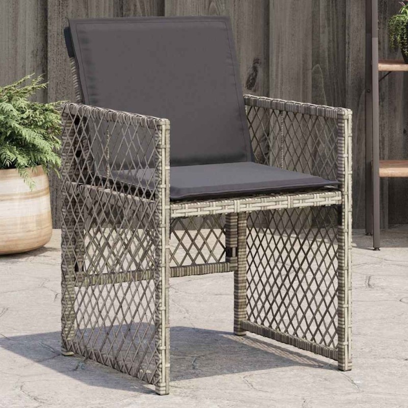 Chaises de jardin avec coussins lot de 4 gris résine tressée 557264557264