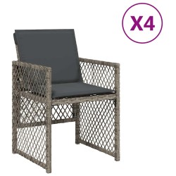 Chaises de jardin avec coussins lot de 4 gris résine tressée 557264557264