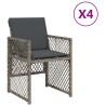 Chaises de jardin avec coussins lot de 4 gris résine tressée 557264557264