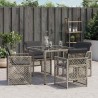Chaises de jardin avec coussins lot de 4 gris résine tressée 557264557264