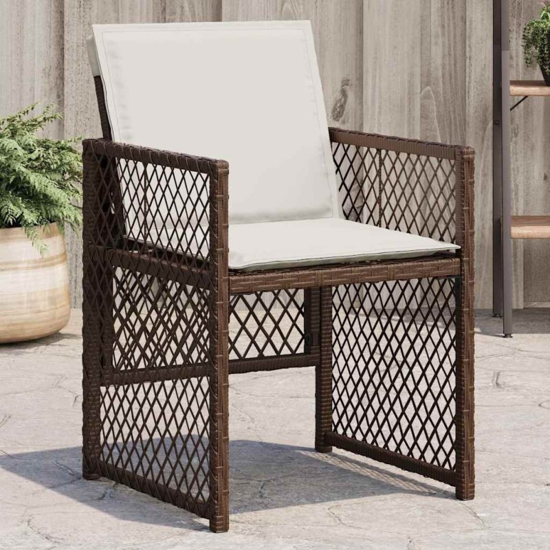 Chaises de jardin avec coussins lot de 4 marron résine tressée 557265557265