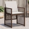 Chaises de jardin avec coussins lot de 4 marron résine tressée 557265557265