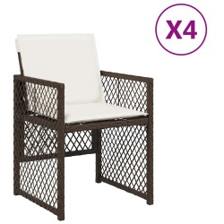 Chaises de jardin avec coussins lot de 4 marron résine tressée 557265557265