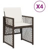Chaises de jardin avec coussins lot de 4 marron résine tressée 557265557265