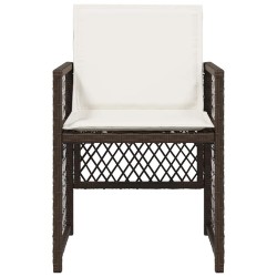 Chaises de jardin avec coussins lot de 4 marron résine tressée 557265557265