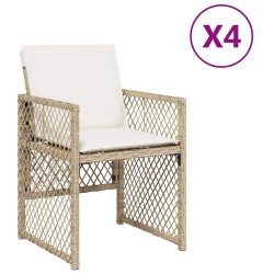 Chaises de jardin avec coussins lot de 4 beige résine tressée 557266557266
