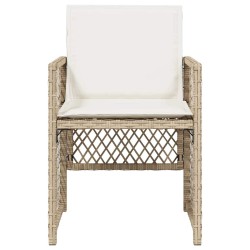 Chaises de jardin avec coussins lot de 4 beige résine tressée 557266557266