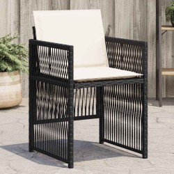 Chaises de jardin lot de 4 avec coussins noir résine tressée 557267557267