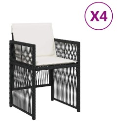 Chaises de jardin lot de 4 avec coussins noir résine tressée 557267557267