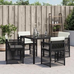 Chaises de jardin lot de 4 avec coussins noir résine tressée 557267557267