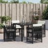 Chaises de jardin lot de 4 avec coussins noir résine tressée 557267557267