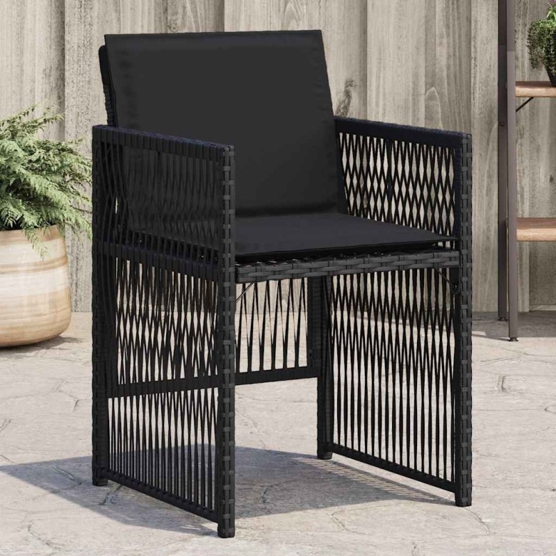 Chaises de jardin lot de 4 avec coussins noir résine tressée 557268557268