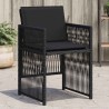 Chaises de jardin lot de 4 avec coussins noir résine tressée 557268557268