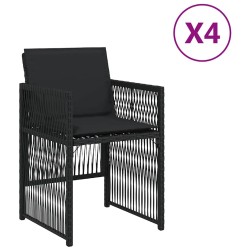Chaises de jardin lot de 4 avec coussins noir résine tressée 557268557268