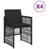 Chaises de jardin lot de 4 avec coussins noir résine tressée 557268557268