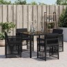 Chaises de jardin lot de 4 avec coussins noir résine tressée 557268557268