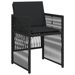 Chaises de jardin lot de 4 avec coussins noir résine tressée 557268557268