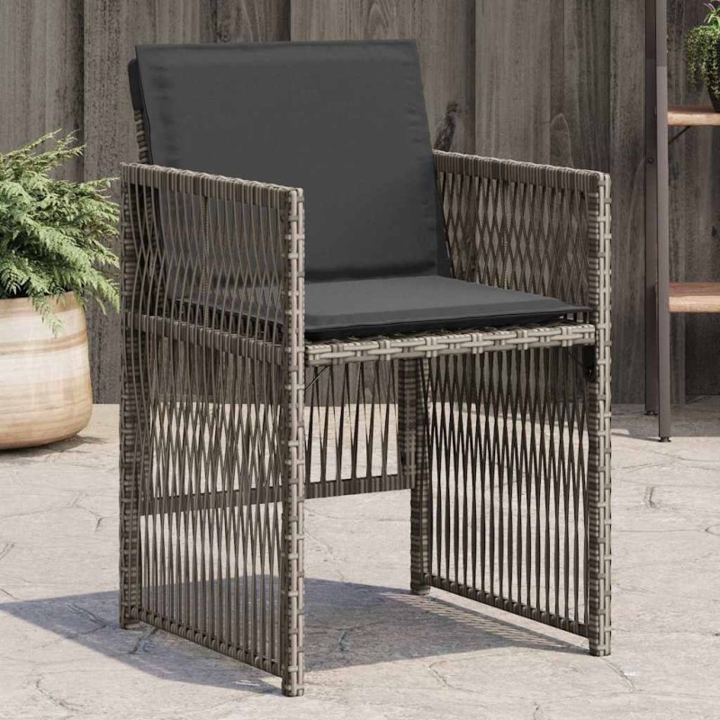 Chaises de jardin avec coussins lot de 4 gris résine tressée 557269557269