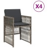 Chaises de jardin avec coussins lot de 4 gris résine tressée 557269557269