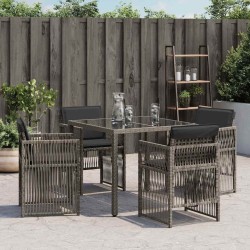 Chaises de jardin avec coussins lot de 4 gris résine tressée 557269557269