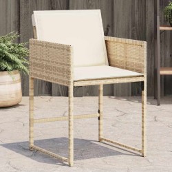 Chaises de jardin avec coussins lot de 4 beige résine tressée 557270557270