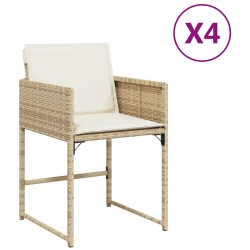 Chaises de jardin avec coussins lot de 4 beige résine tressée 557270557270