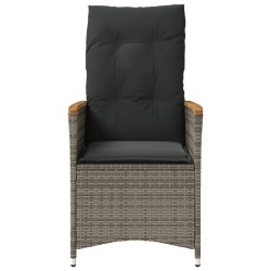 Chaise inclinable de jardin avec coussins gris résine tressée 557271557271