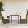 Chaises inclinables de jardin lot de 2 et coussins marron rotin 557272557272