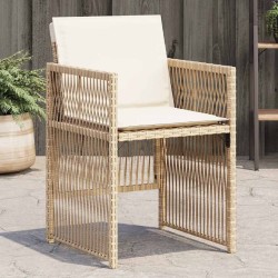 Chaises de jardin avec coussins lot de 4 beige résine tressée 557273557273