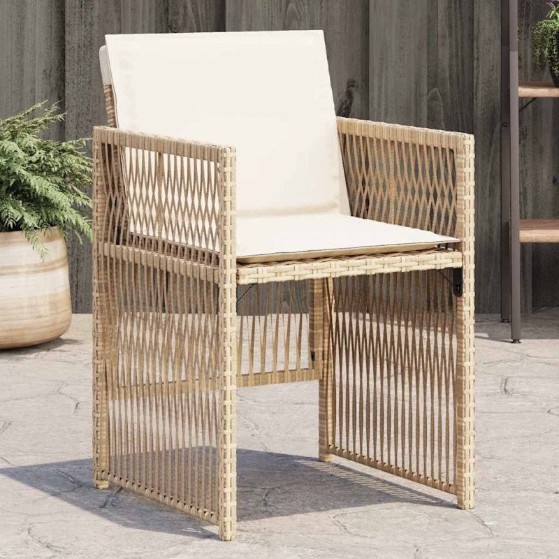 Chaises de jardin avec coussins lot de 4 beige résine tressée 557273557273
