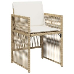 Chaises de jardin avec coussins lot de 4 beige résine tressée 557273557273