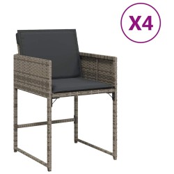 Chaises de jardin avec coussins lot de 4 gris résine tressée 557274557274