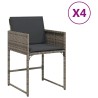 Chaises de jardin avec coussins lot de 4 gris résine tressée 557274557274