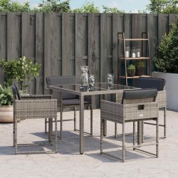 Chaises de jardin avec coussins lot de 4 gris résine tressée 557274557274