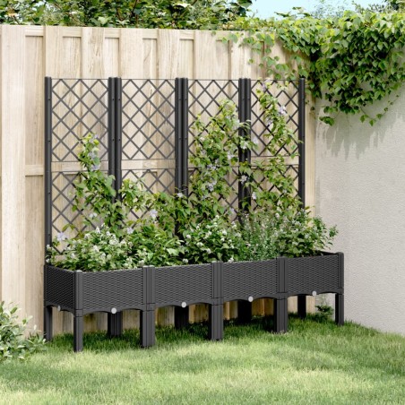 Jardinière avec treillis noir 160x40x142 cm PP 557275557275