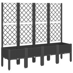 Jardinière avec treillis noir 160x40x142 cm PP 557275557275