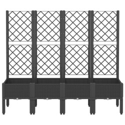 Jardinière avec treillis noir 160x40x142 cm PP 557275557275