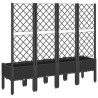 Jardinière avec treillis noir 160x40x142 cm PP 557275557275