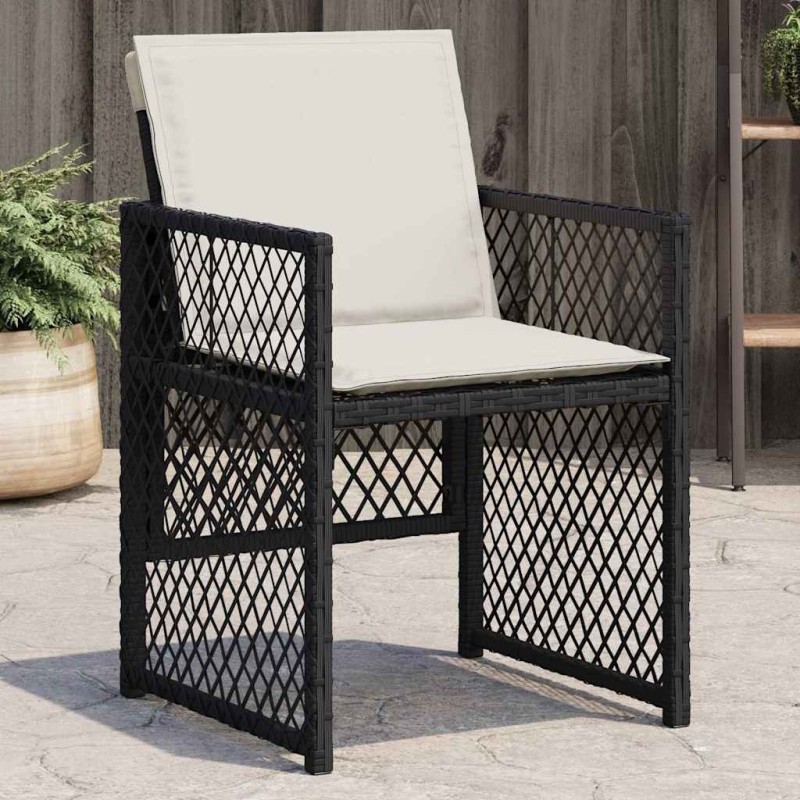 Chaises de jardin lot de 4 avec coussins noir résine tressée 557276557276