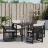 Chaises de jardin lot de 4 avec coussins noir résine tressée 557276557276