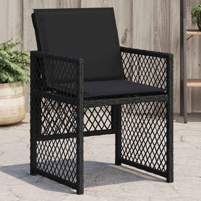 Chaises de jardin lot de 4 avec coussins noir résine tressée 557281557281
