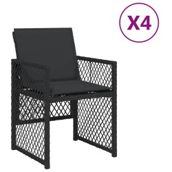 Chaises de jardin lot de 4 avec coussins noir résine tressée 557281557281