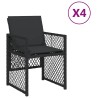 Chaises de jardin lot de 4 avec coussins noir résine tressée 557281557281