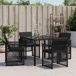 Chaises de jardin lot de 4 avec coussins noir résine tressée 557281557281