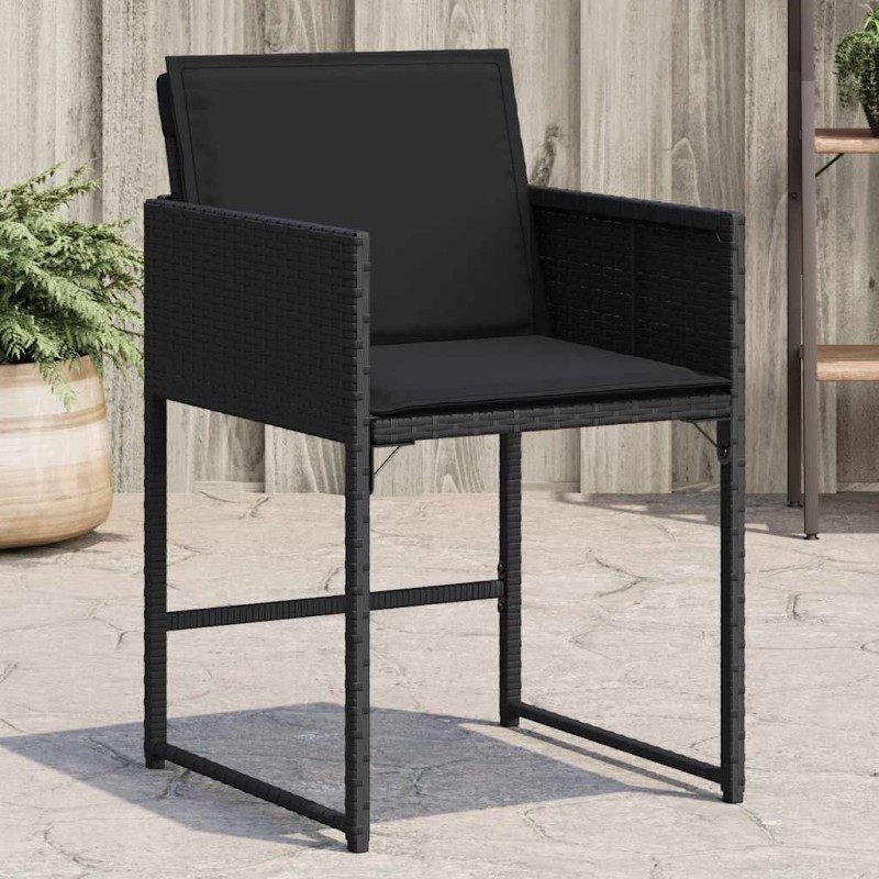 Chaises de jardin lot de 4 avec coussins noir résine tressée 557282557282
