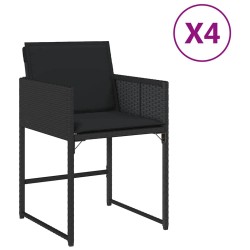 Chaises de jardin lot de 4 avec coussins noir résine tressée 557282557282
